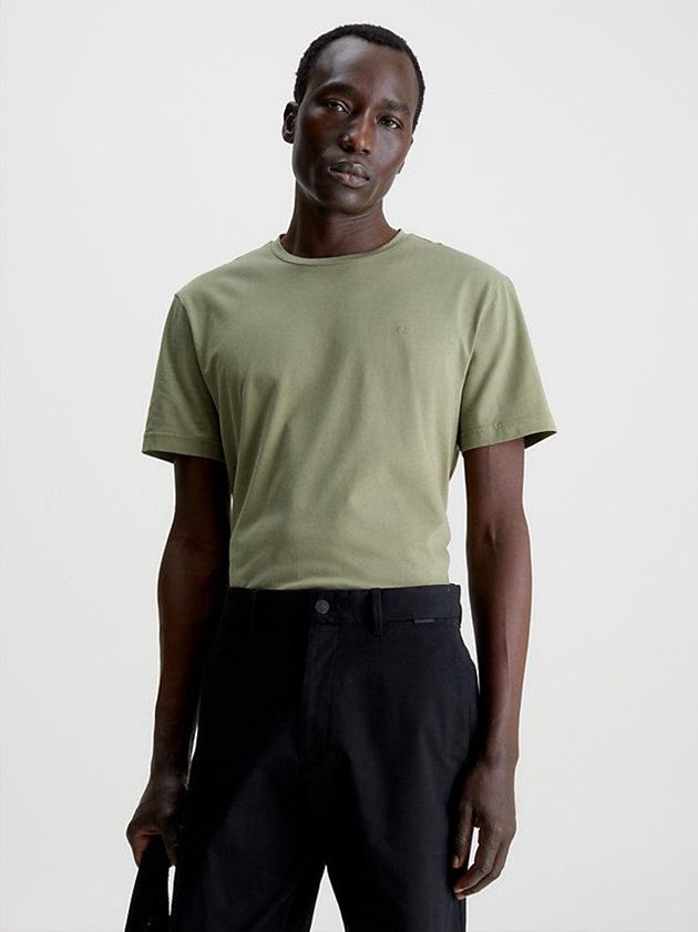 Green Calvin Klein Liquid Touch Cotton Men T-Shirt | QDBX-20471