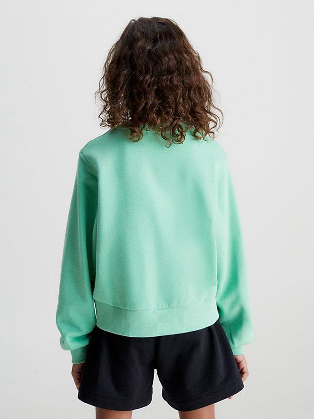 Green Calvin Klein Logo Girls's Sweatshirt | JYBM-03978