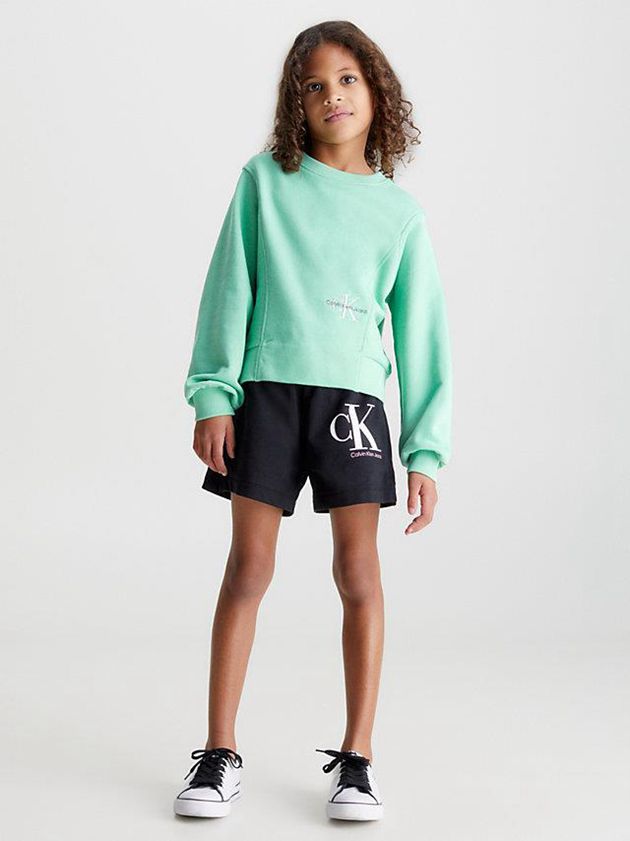Green Calvin Klein Logo Girls's Sweatshirt | JYBM-03978
