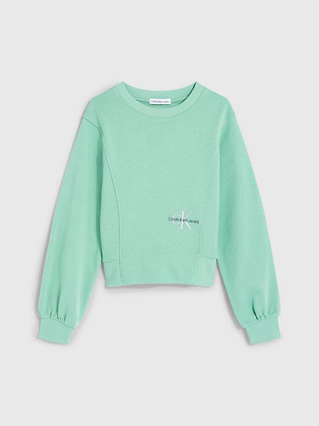 Green Calvin Klein Logo Girls's Sweatshirt | JYBM-03978