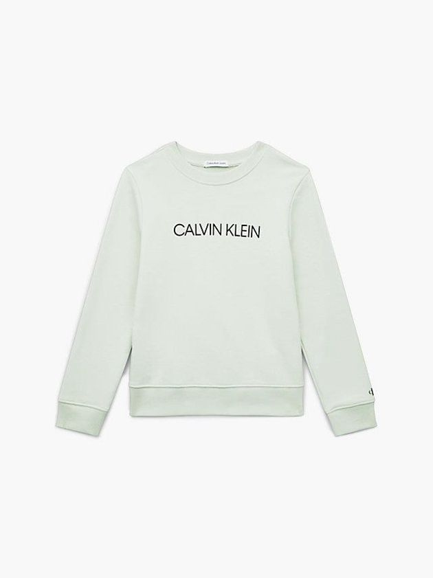 Green Calvin Klein Logo Girls's Sweatshirt | WFST-54281