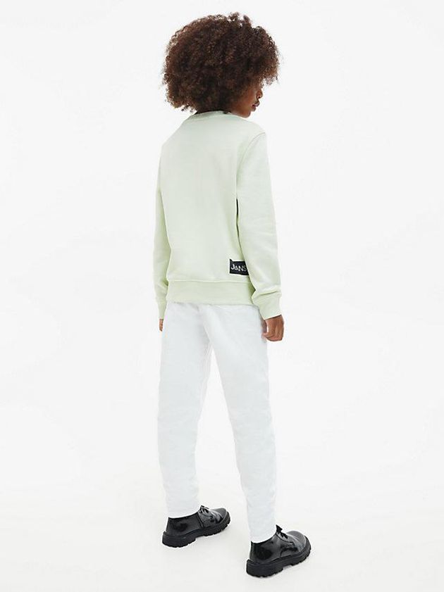 Green Calvin Klein Logo Girls's Sweatshirt | WFST-54281