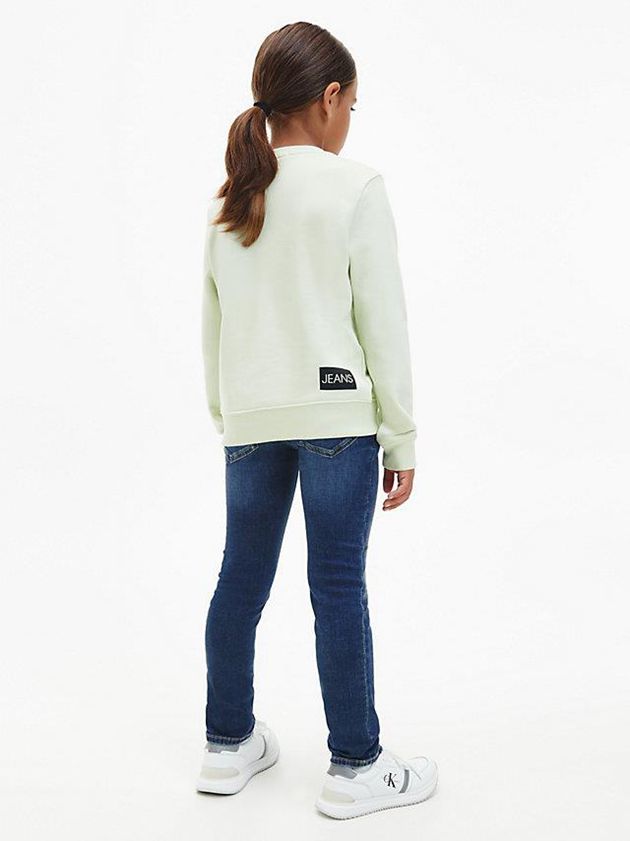 Green Calvin Klein Logo Girls's Sweatshirt | WFST-54281