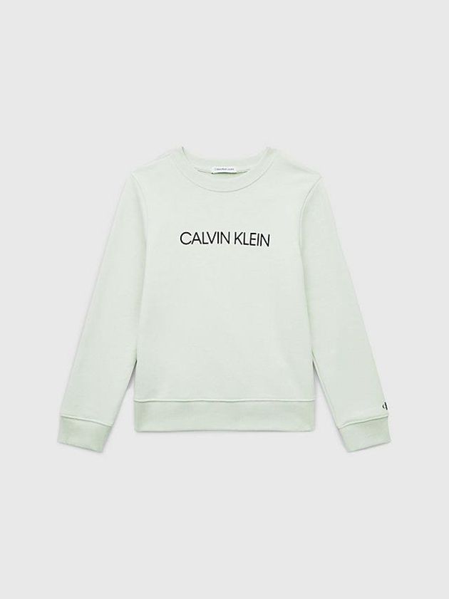 Green Calvin Klein Logo Girls's Sweatshirt | WFST-54281