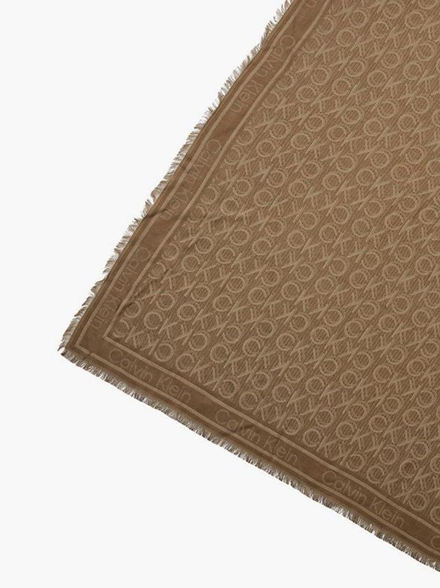Green Calvin Klein Logo Jacquard Women Scarf | YHWV-12574