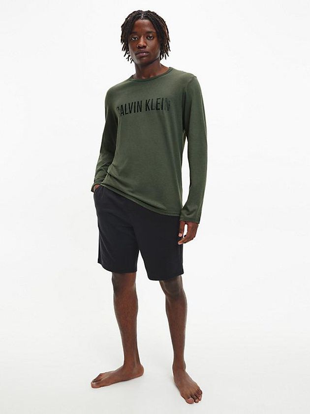 Green Calvin Klein Lounge Long-Sleeve - Intense Power Men T-Shirt | IMLW-56024