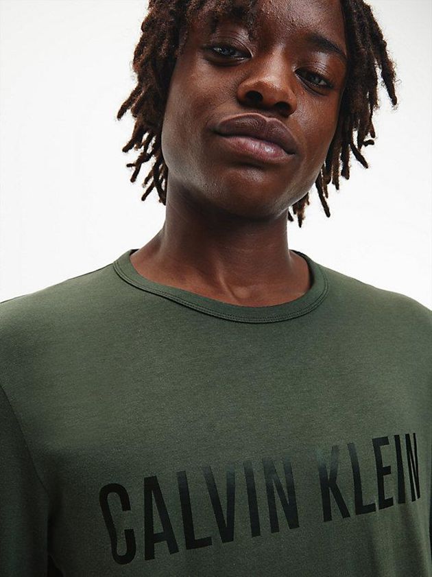 Green Calvin Klein Lounge Long-Sleeve - Intense Power Men T-Shirt | IMLW-56024