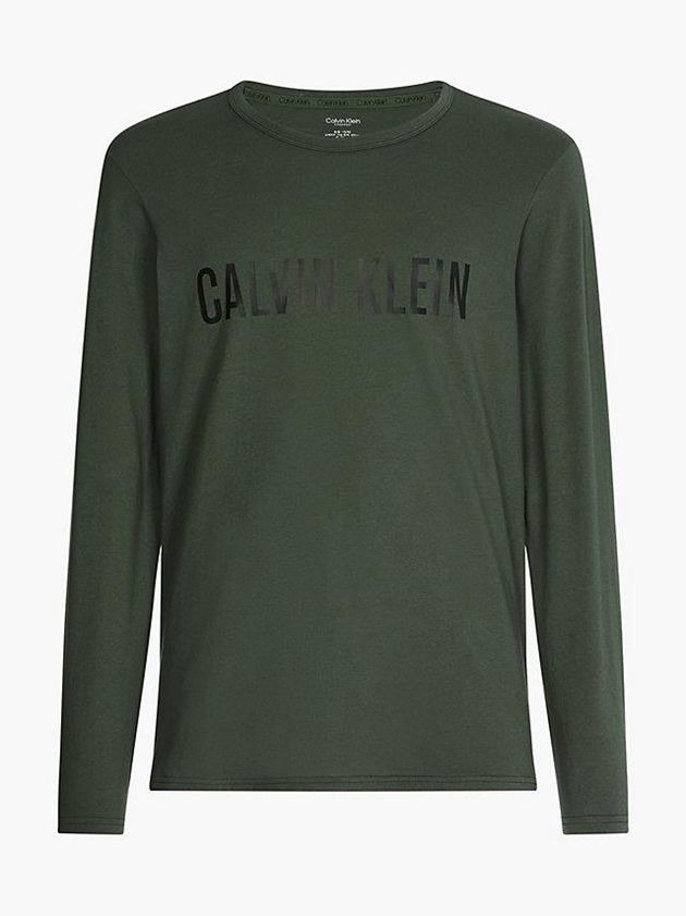 Green Calvin Klein Lounge Long-Sleeve - Intense Power Men T-Shirt | IMLW-56024