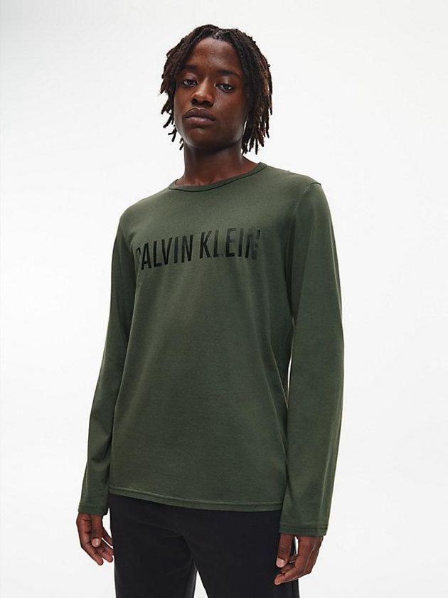 Green Calvin Klein Lounge Long-Sleeve - Intense Power Men T-Shirt | IMLW-56024