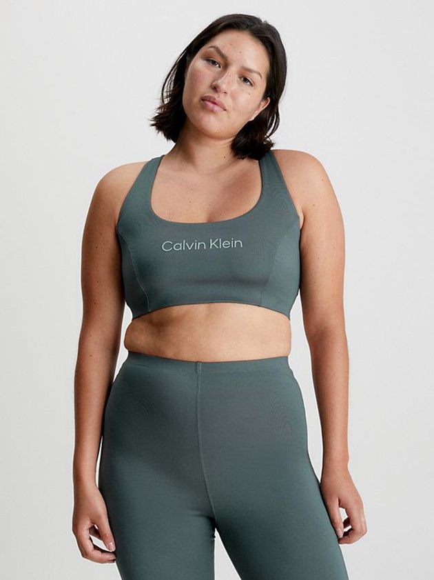 Green Calvin Klein Medium Impact Sports Women Bra | BXUC-39107