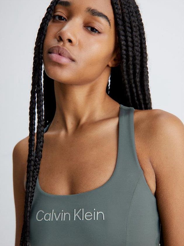 Green Calvin Klein Medium Impact Sports Women Bra | BXUC-39107