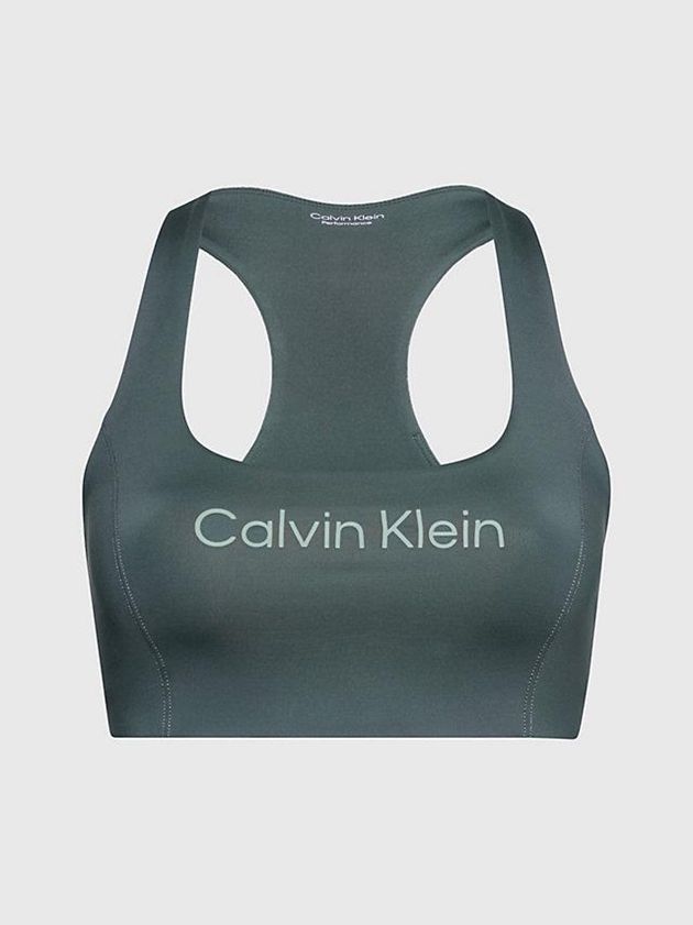 Green Calvin Klein Medium Impact Sports Women Bra | BXUC-39107