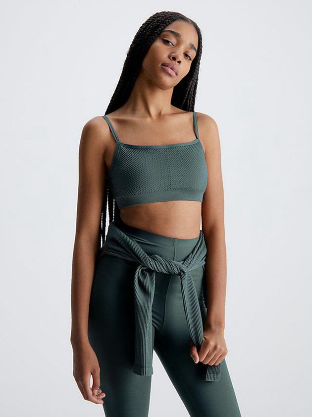 Green Calvin Klein Medium Impact Sports Women Bra | ZKOJ-54126