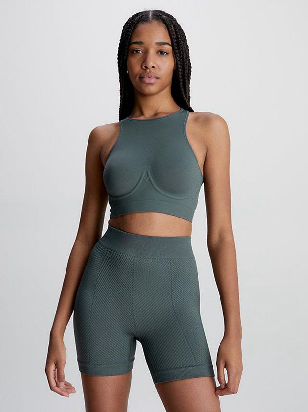Green Calvin Klein Medium Impact Sports Women Bra | RYUV-58120