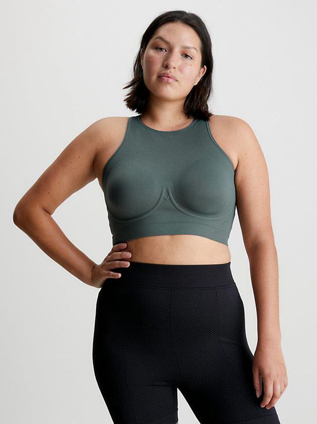 Green Calvin Klein Medium Impact Sports Women Bra | RYUV-58120