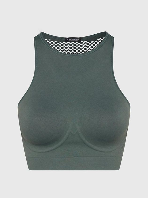 Green Calvin Klein Medium Impact Sports Women Bra | RYUV-58120