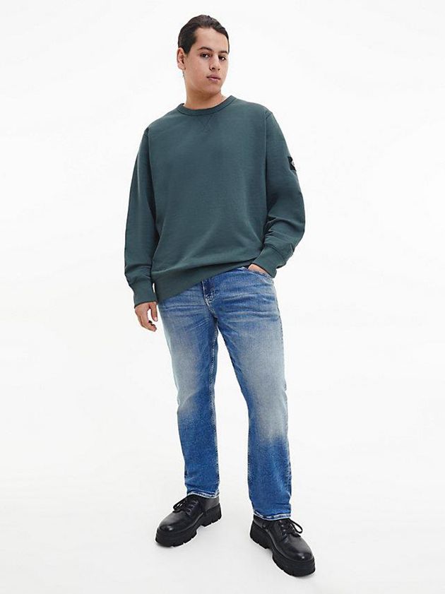 Green Calvin Klein Monogram Badge Men Sweatshirt | WSIN-63082
