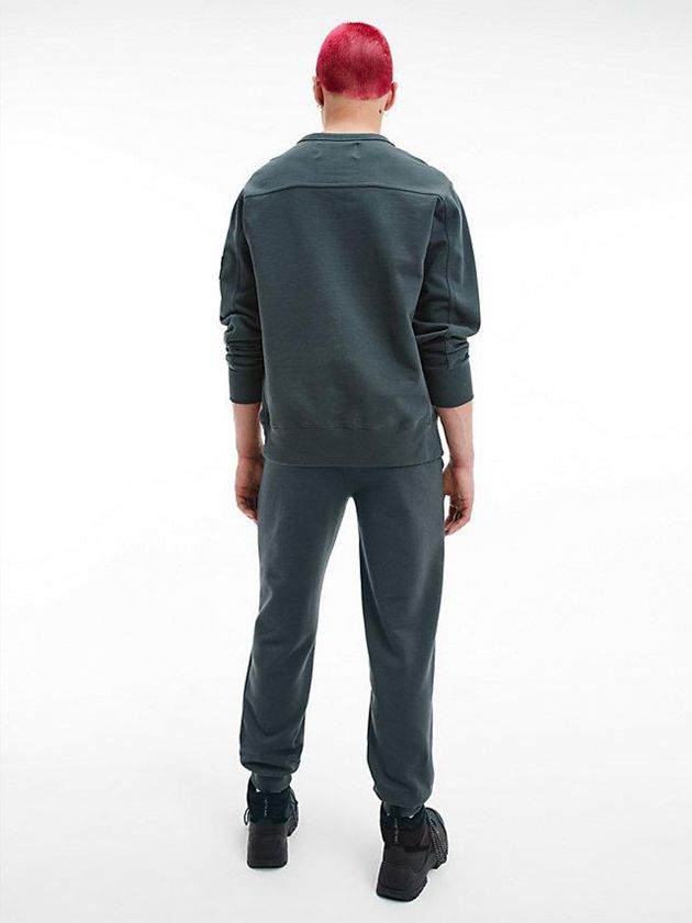 Green Calvin Klein Monogram Badge Men Sweatshirt | WSIN-63082