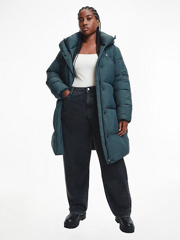 Green Calvin Klein Nylon Belted Puffer Women Coat | WTLO-07912