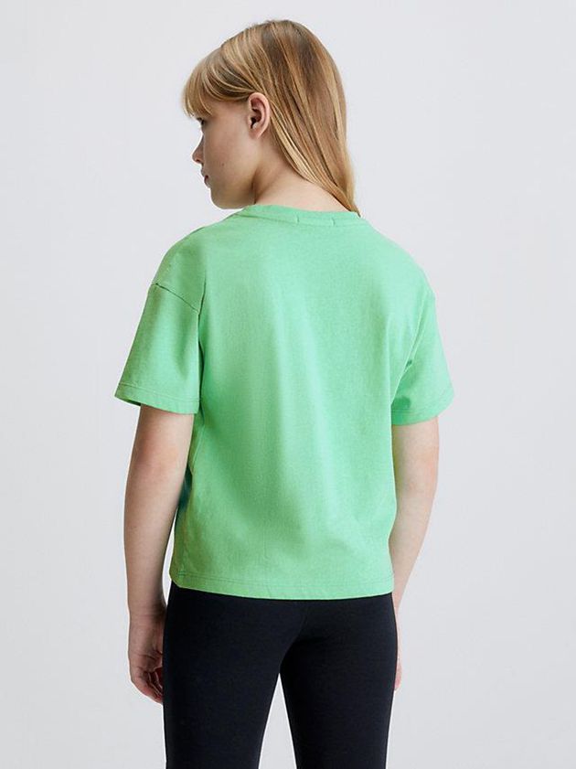 Green Calvin Klein Organic Cotton Boxy Girls's T-Shirt | VAYC-65247