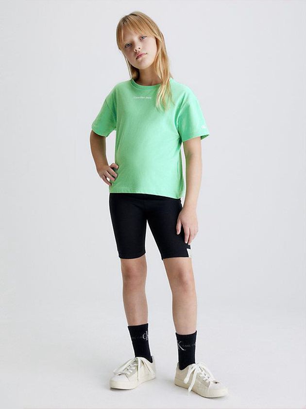 Green Calvin Klein Organic Cotton Boxy Girls's T-Shirt | VAYC-65247
