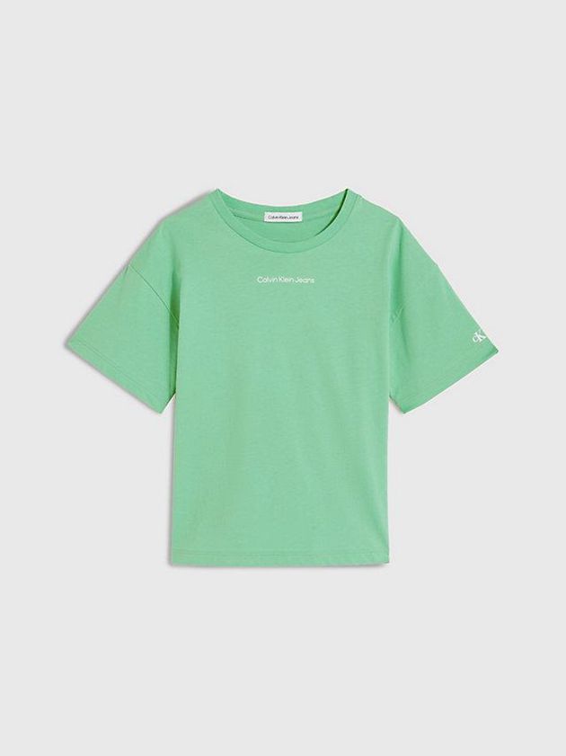 Green Calvin Klein Organic Cotton Boxy Girls's T-Shirt | VAYC-65247