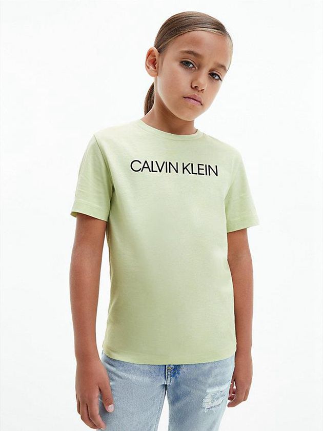 Green Calvin Klein Organic Cotton Logo Girls's T-Shirt | SWVJ-54921
