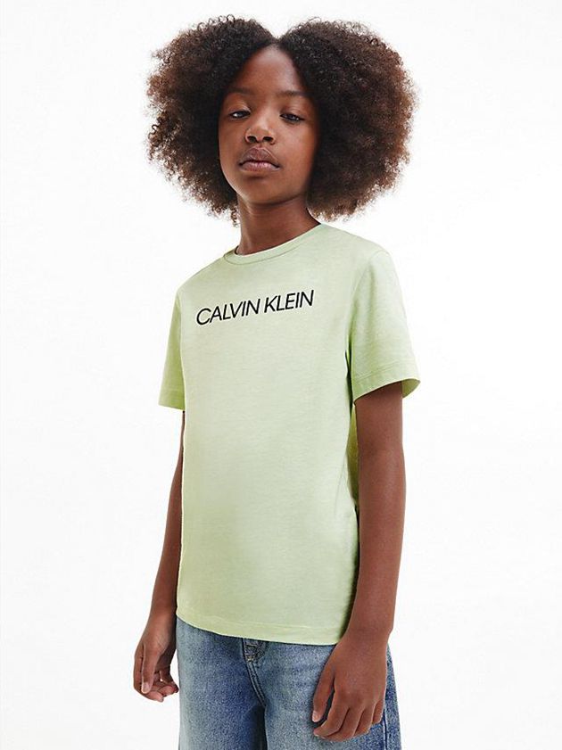 Green Calvin Klein Organic Cotton Logo Girls's T-Shirt | SWVJ-54921