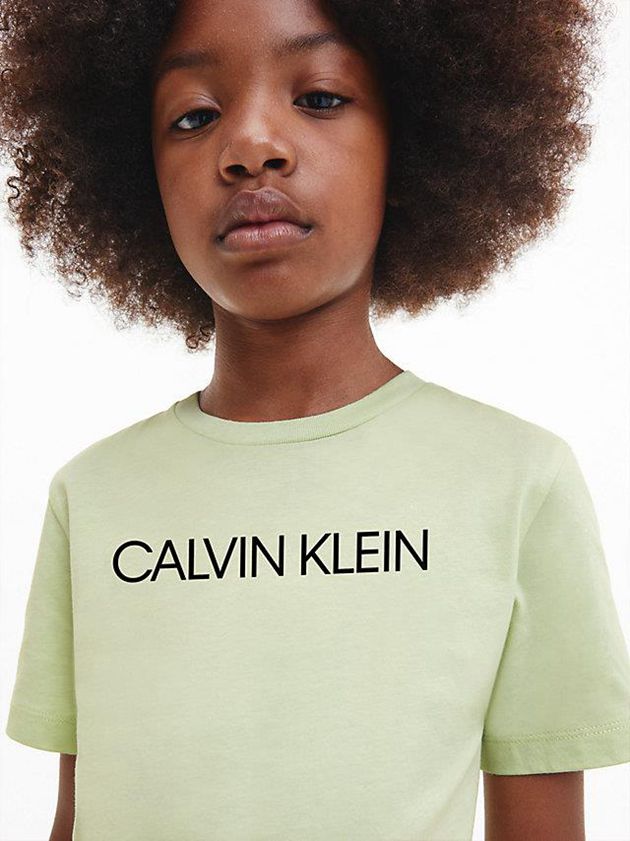 Green Calvin Klein Organic Cotton Logo Girls's T-Shirt | SWVJ-54921
