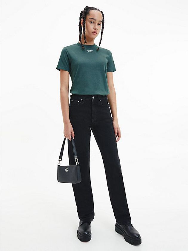 Green Calvin Klein Organic Cotton Logo Women T-Shirt | ANXH-19348