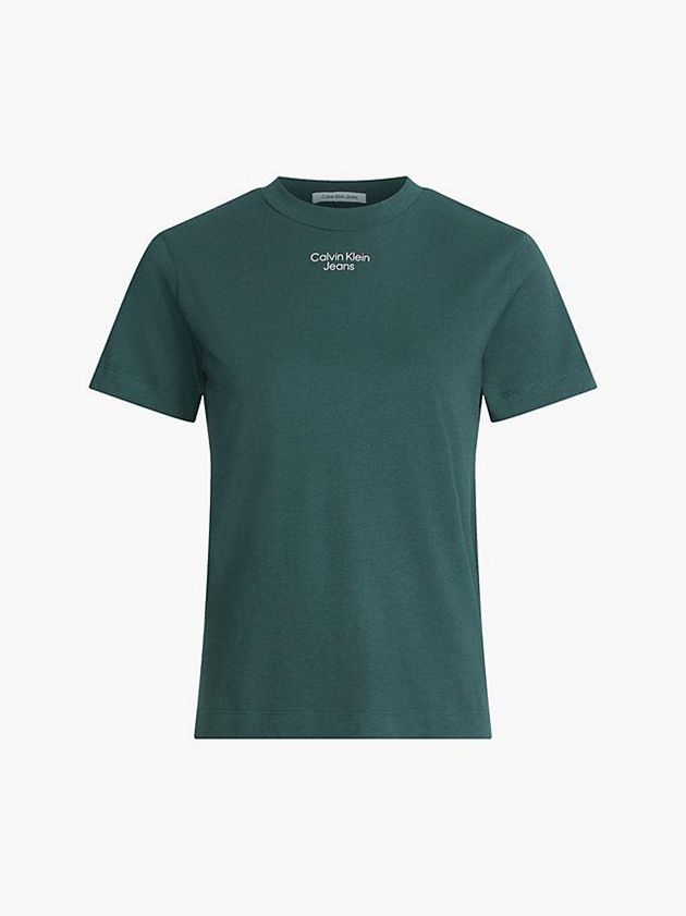 Green Calvin Klein Organic Cotton Logo Women T-Shirt | ANXH-19348