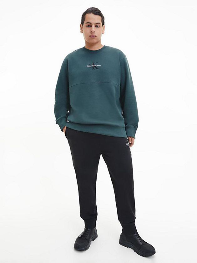 Green Calvin Klein Organic Cotton Monogram Men Sweatshirt | FSVM-97862