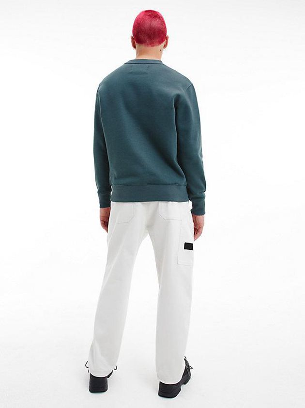 Green Calvin Klein Organic Cotton Monogram Men Sweatshirt | FSVM-97862
