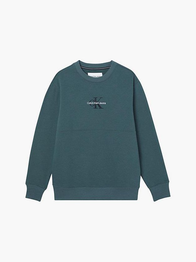 Green Calvin Klein Organic Cotton Monogram Men Sweatshirt | FSVM-97862