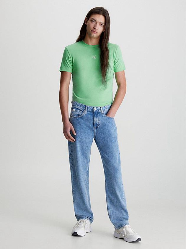 Green Calvin Klein Organic Cotton Monogram Men T-Shirt | KPWE-36802