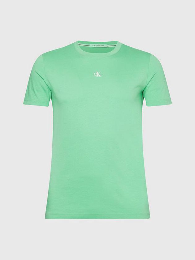 Green Calvin Klein Organic Cotton Monogram Men T-Shirt | KPWE-36802