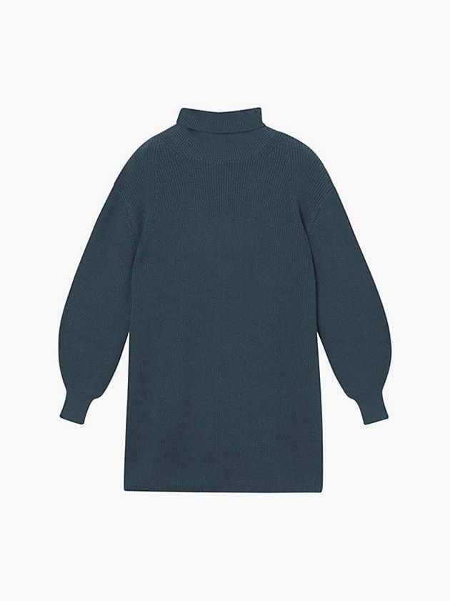 Green Calvin Klein Organic Cotton Roll Neck Jumper Women Dress | OZRV-85074