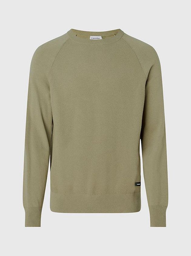 Green Calvin Klein Organic Cotton Textured Jumper Men Sweater | OYHS-29367