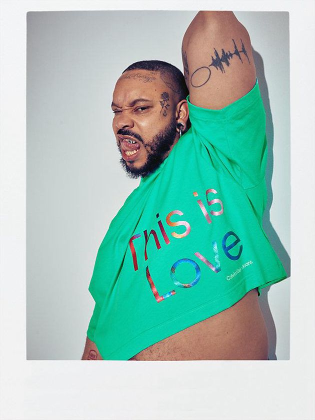 Green Calvin Klein Oversized Cropped - Pride Men T-Shirt | DYZT-72356