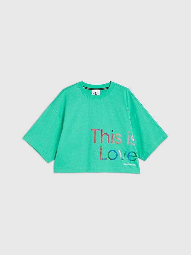 Green Calvin Klein Oversized Cropped - Pride Men T-Shirt | DYZT-72356