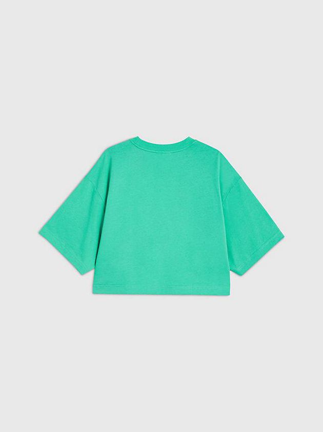Green Calvin Klein Oversized Cropped - Pride Men T-Shirt | DYZT-72356