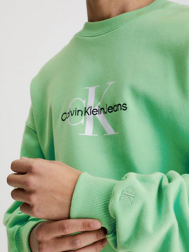 Green Calvin Klein Oversized Monogram Men Sweatshirt | XPKB-27461