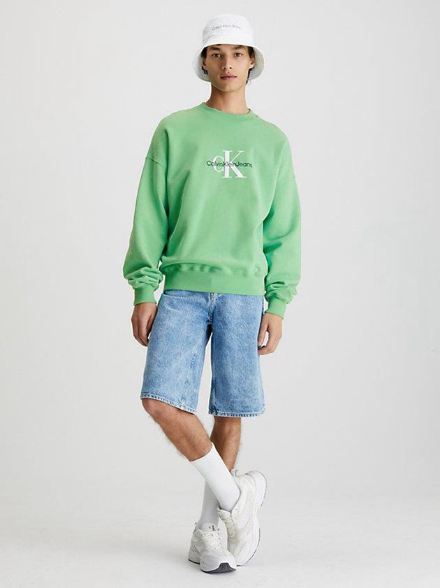 Green Calvin Klein Oversized Monogram Men Sweatshirt | XPKB-27461