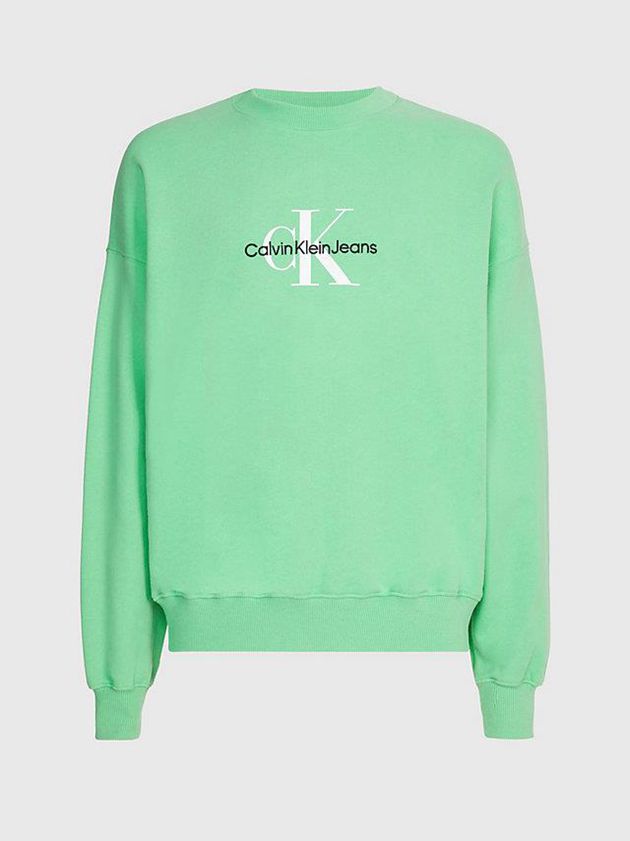 Green Calvin Klein Oversized Monogram Men Sweatshirt | XPKB-27461
