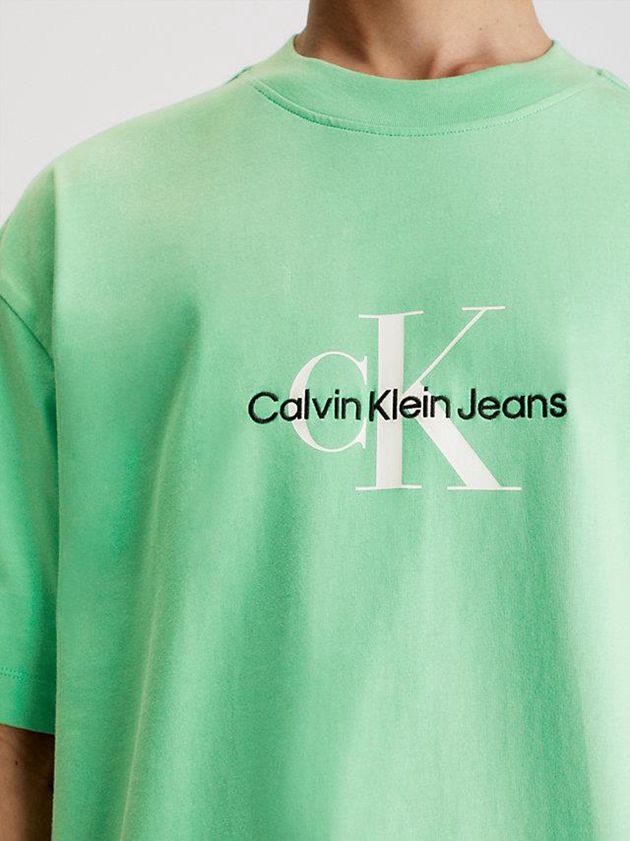 Green Calvin Klein Oversized Monogram Men T-Shirt | YXMP-43812