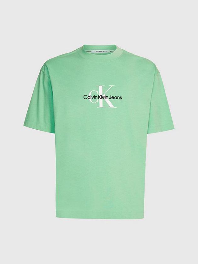 Green Calvin Klein Oversized Monogram Men T-Shirt | YXMP-43812