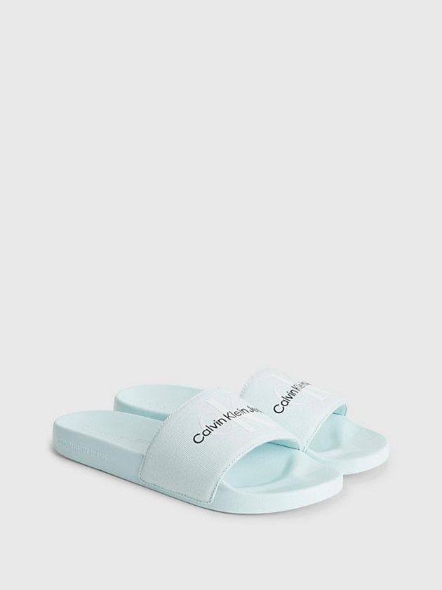Green Calvin Klein Recycled Canvas Sliders Women Slippers | CKAV-02347
