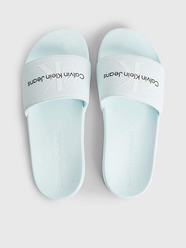 Green Calvin Klein Recycled Canvas Sliders Women Slippers | CKAV-02347