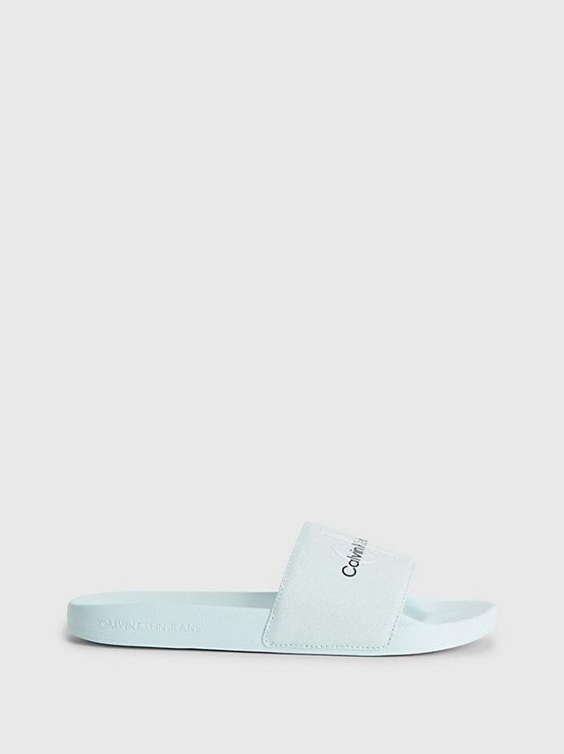 Green Calvin Klein Recycled Canvas Sliders Women Slippers | CKAV-02347