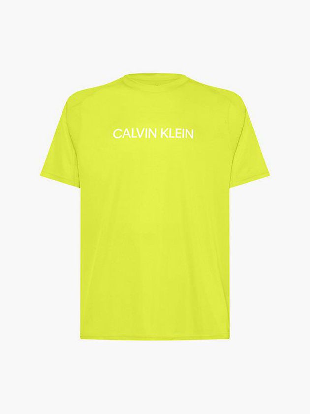 Green Calvin Klein Recycled Polyester Logo Gym Men T-Shirt | HNCA-59614